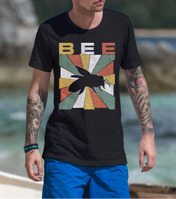 Bee Retro 70s Vintage Sunburst T-Shirt