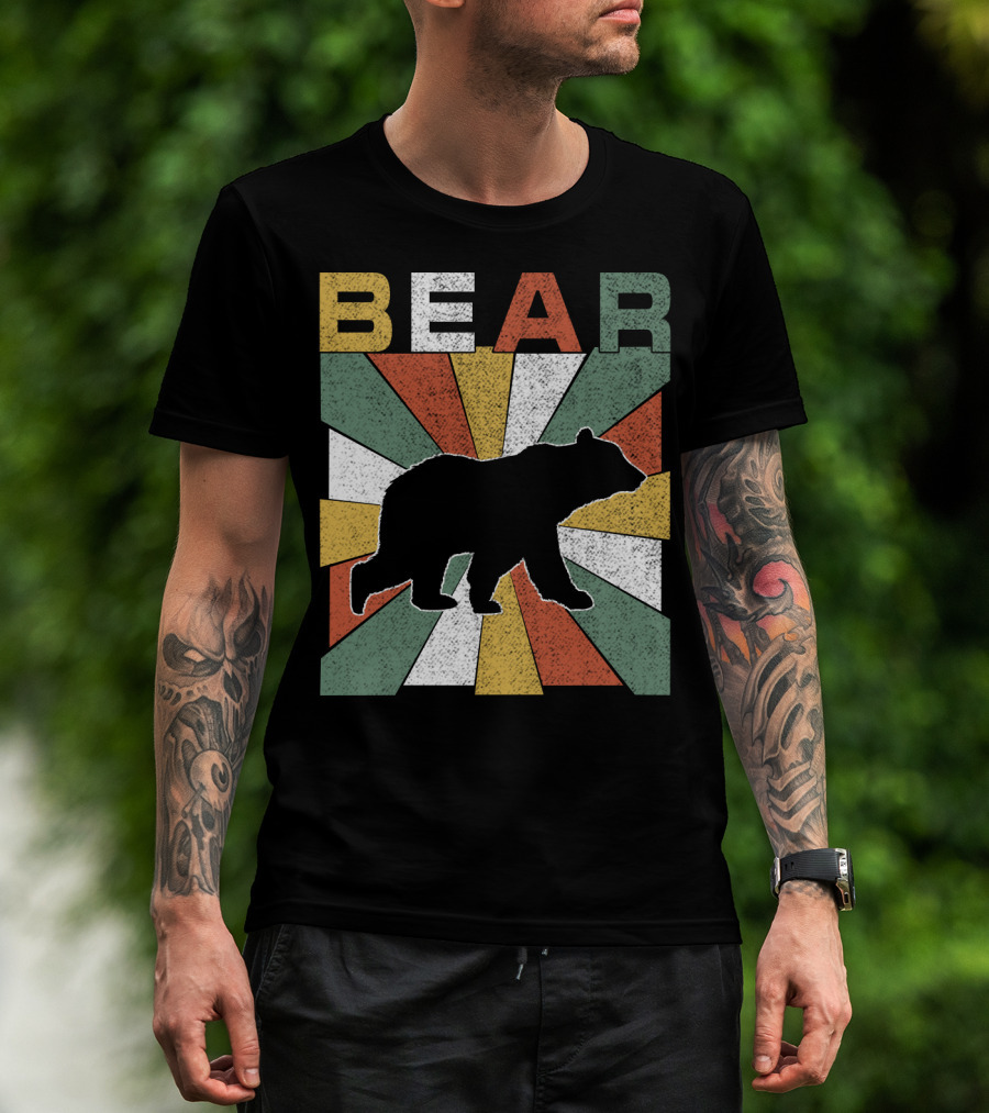 Bear Retro 70s Vintage Silhouette Burst T-Shirt