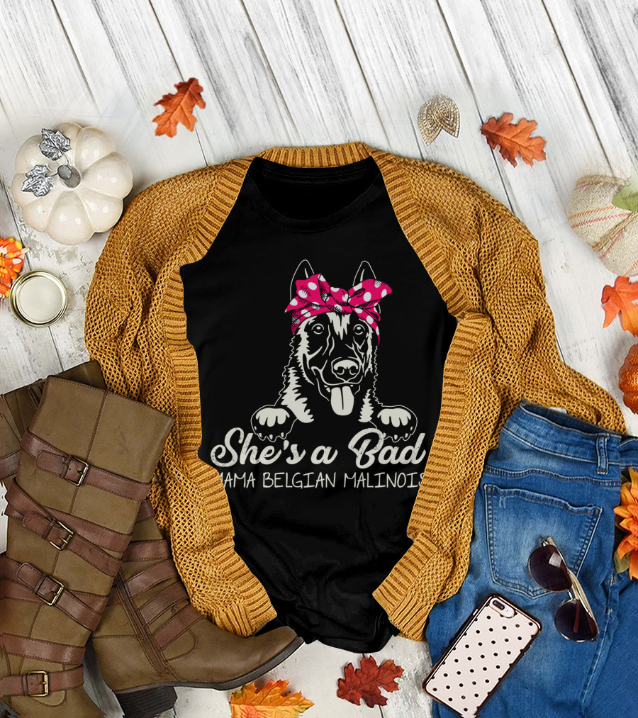 She's a Bad Mama Belgian Malinois with Bandana T-Shirt