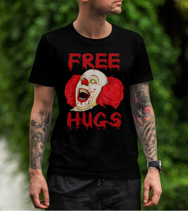 Free Hugs Halloween Evil Killer Scary Clown Horror T-Shirt