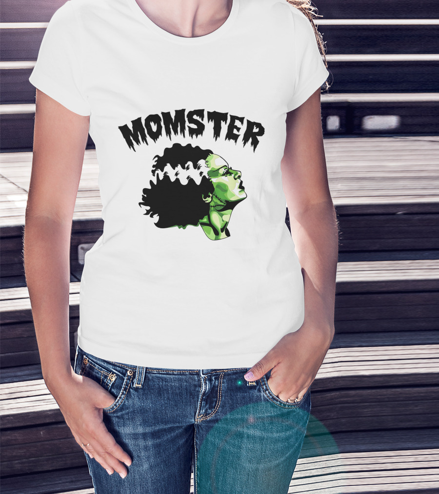 Momster Frankenstein Bride Parody Green Horror Text T-Shirt