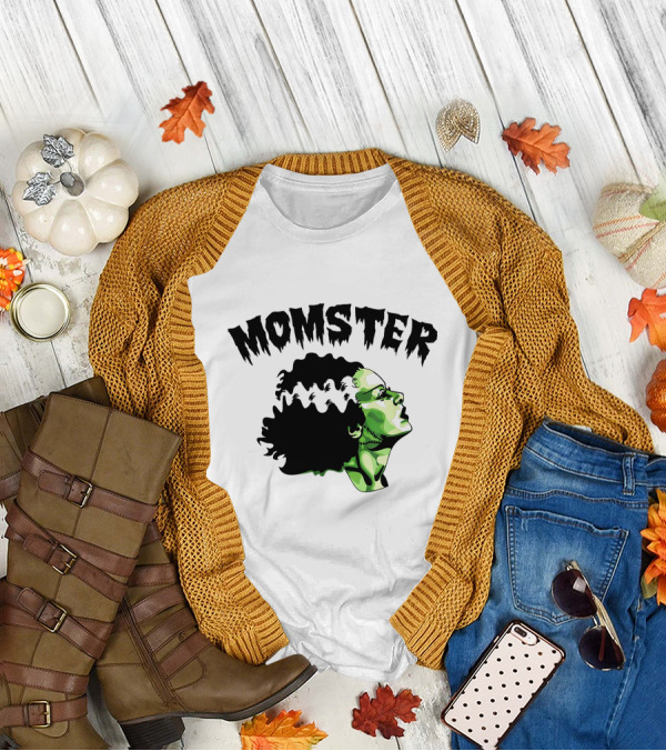 Momster Frankenstein Bride Parody Green Horror Text T-Shirt