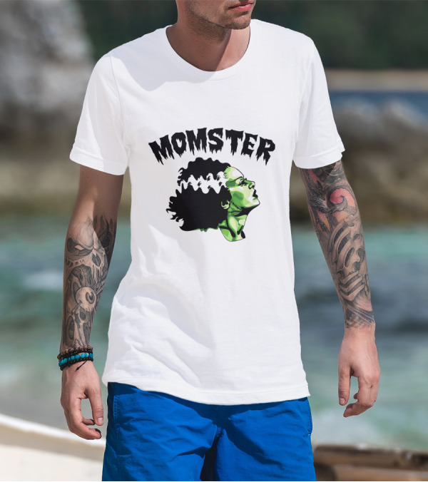 Momster Frankenstein Bride Parody Green Horror Text T-Shirt