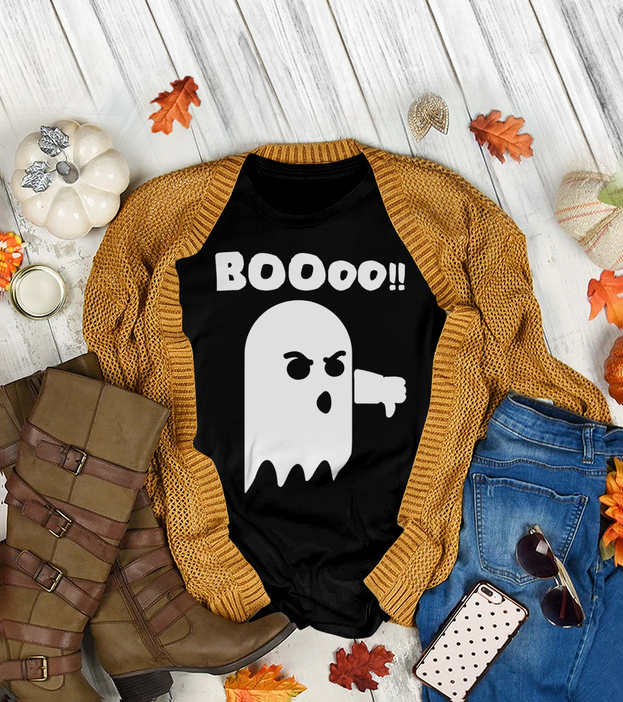 Funny Halloween Ghost BOOoo Thumbs Down T-Shirt