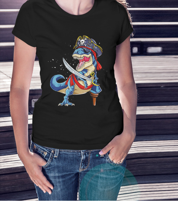 Pirate T-Rex With Sword And Hat T-Shirt