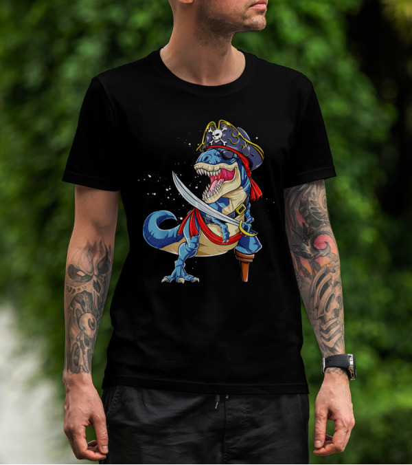 Pirate T-Rex With Sword And Hat T-Shirt