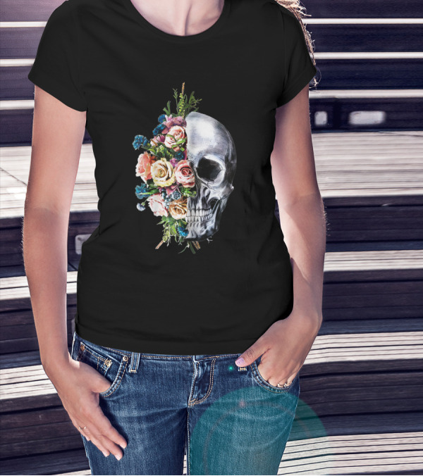 Flower Skull Bouquet Fusion T-Shirt