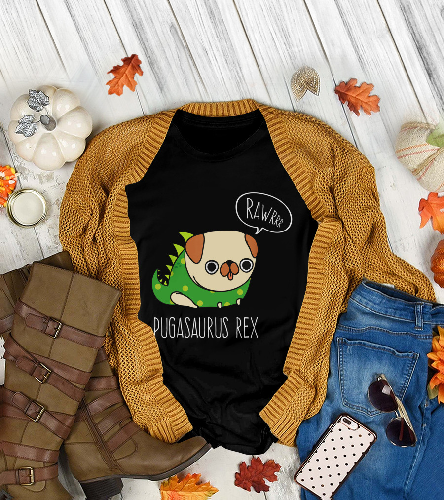 Pugasaurus Rex Pug Dog Halloween Rawrrr T-Shirt