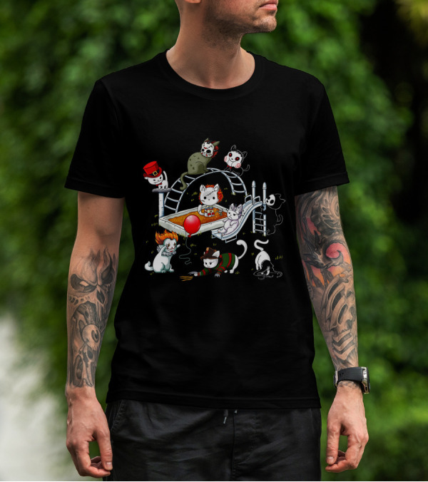 Horror Cats Playground Halloween Icons T-Shirt