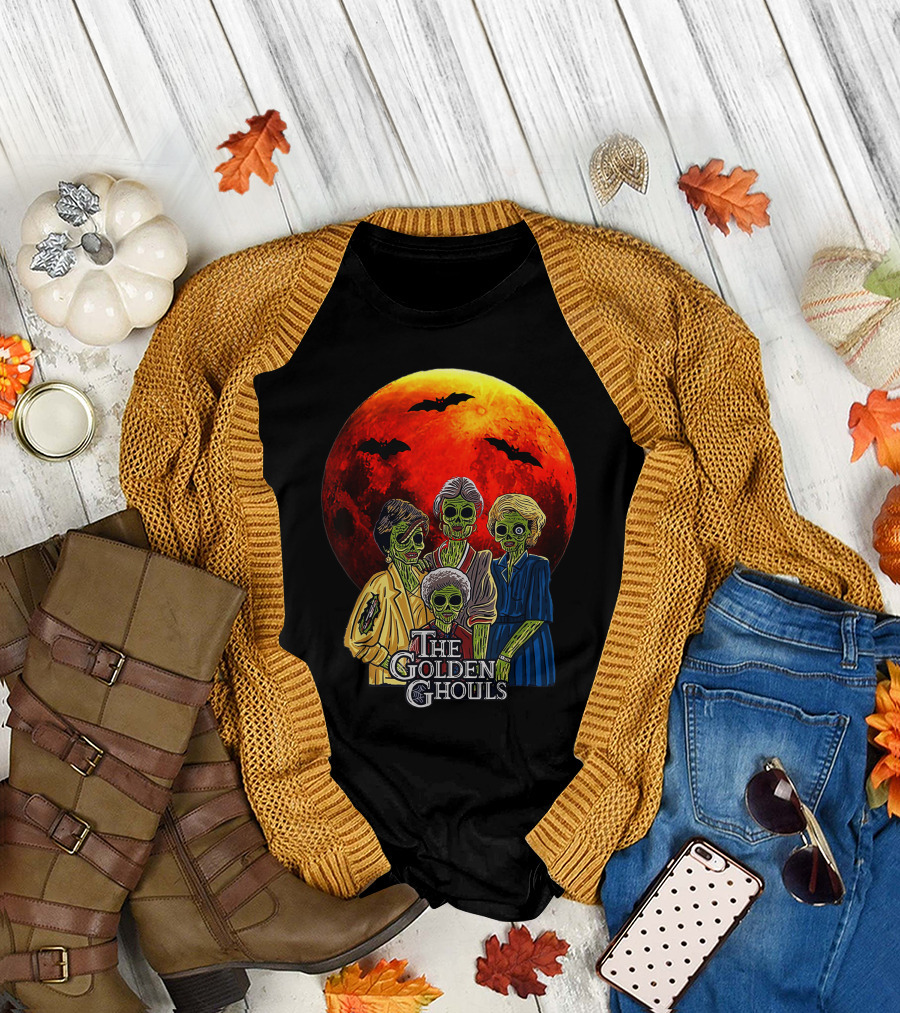 The Golden Ghouls Vintage Moon Halloween T-Shirt