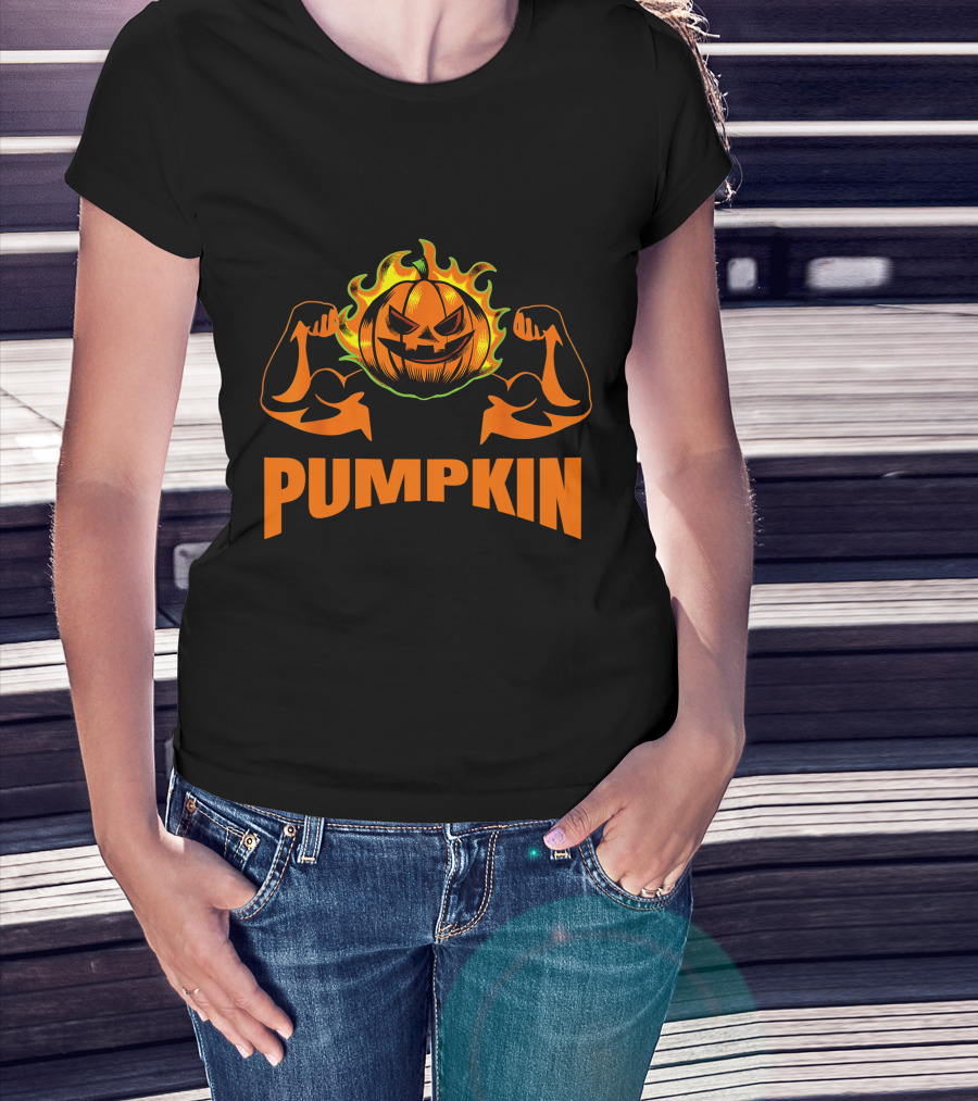 Pumpkin Bodybuilder Halloween Costume Fitness Lover T-Shirt