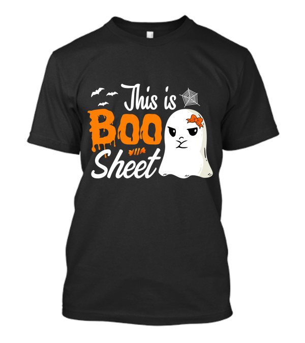 This Is Boo Sheet Ghost Bats Spiderweb Bow T-Shirt
