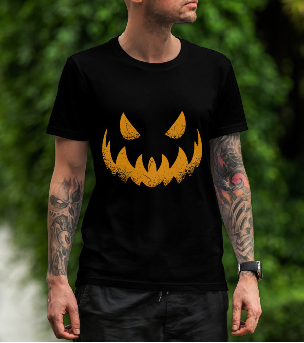 Halloween Pumpkin Scary Smiling Jack-O'-Lantern Face T-Shirt