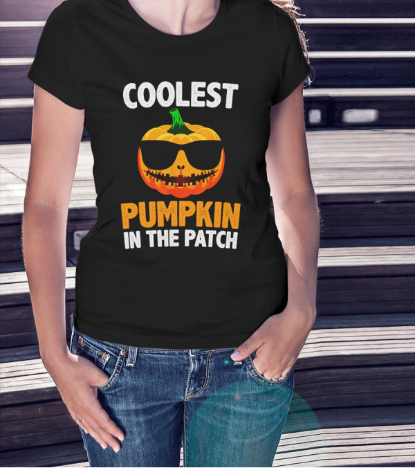 Coolest Pumpkin In The Patch Halloween Sunglasses Jack-O'-Lantern T-Shirt
