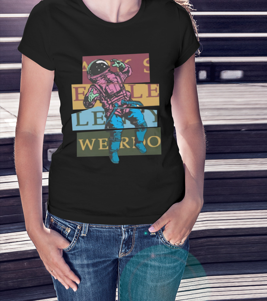 Astronaut Weirdo Brand Text Collage T-Shirt