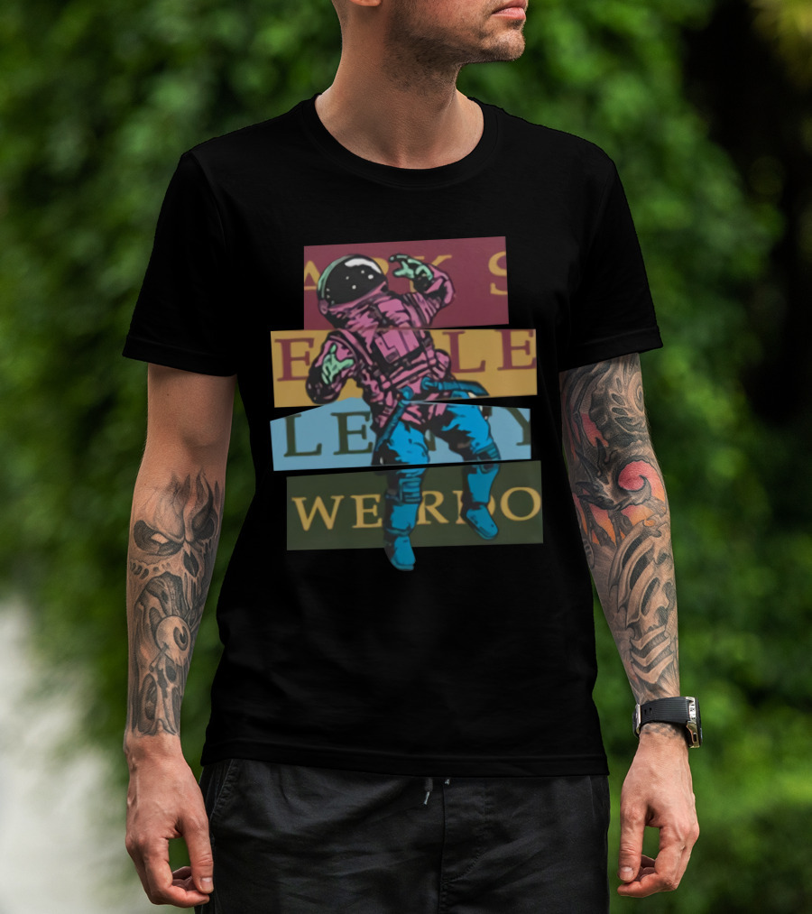 Astronaut Weirdo Brand Text Collage T-Shirt