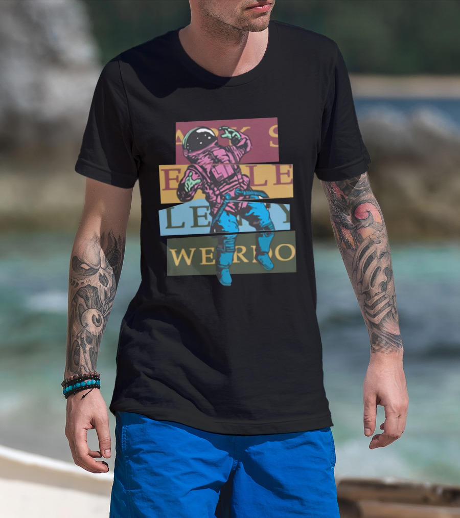 Astronaut Weirdo Brand Text Collage T-Shirt