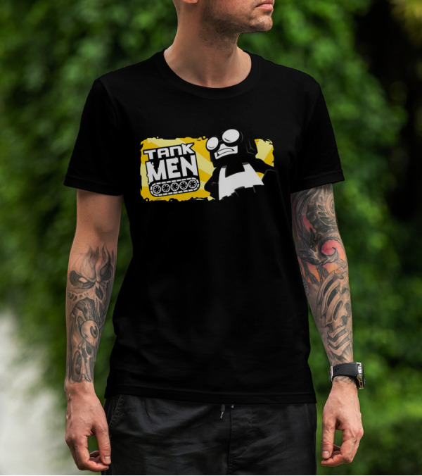 Tankmen Cartoon Character With Goggles And Tank Treads T-Shirt