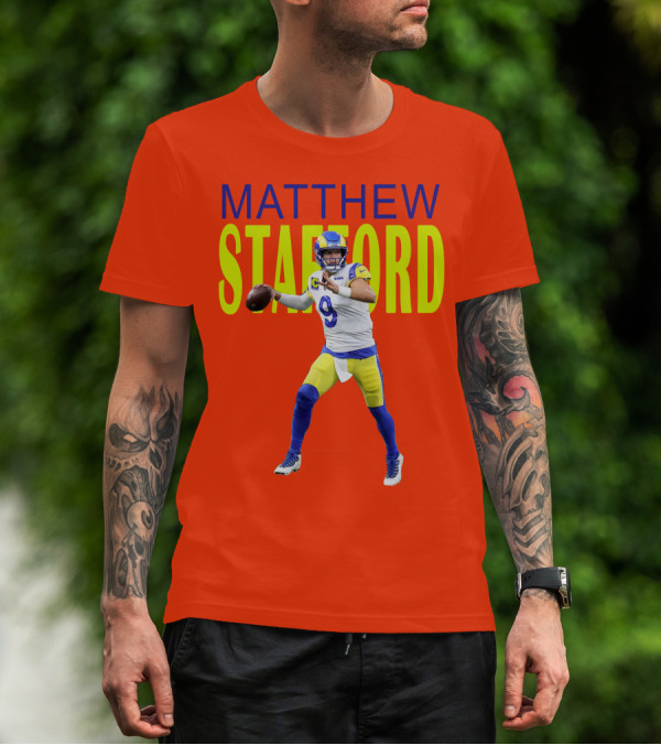 Matthew Stafford Rams Quarterback NFL Football Action T-Shirt
