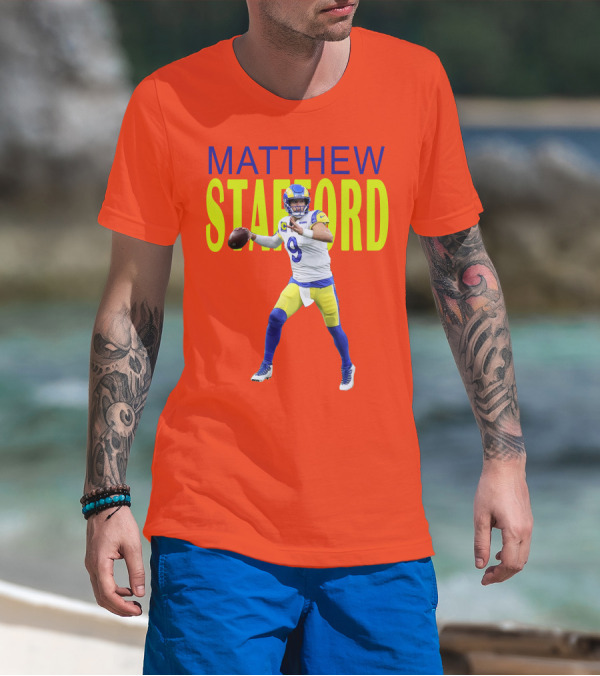 Matthew Stafford Rams Quarterback NFL Football Action T-Shirt