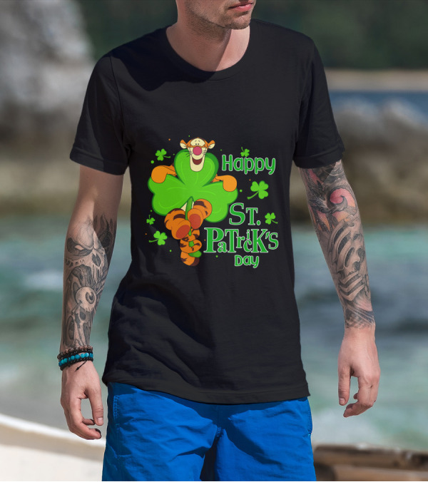 Happy St. Patrick's Day Tigger Clover T-Shirt