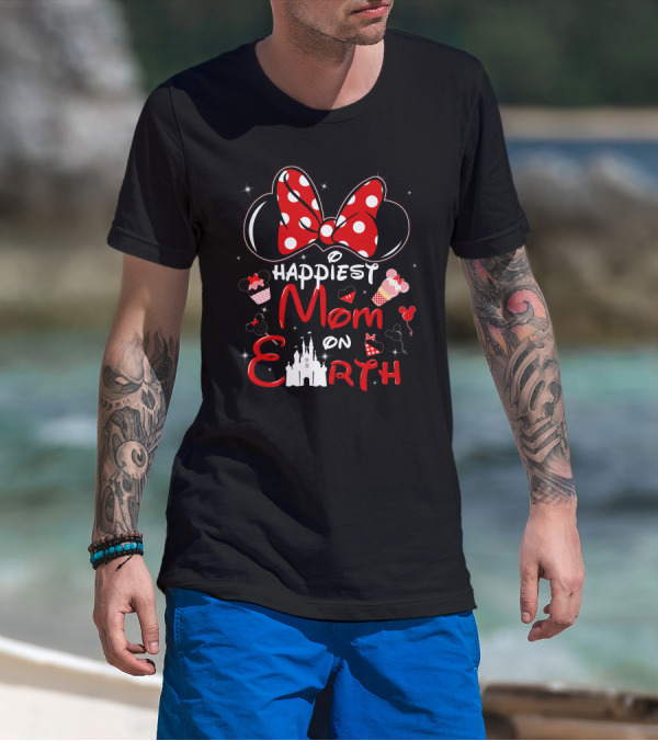 Happiest Mom On Earth Minnie Ears Castle Balloons T-Shirt