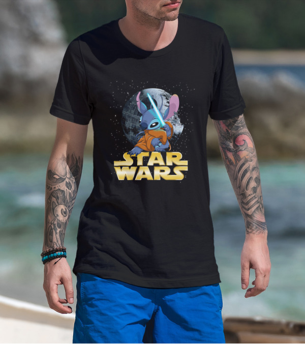 Stitch Star Wars Crossover Jedi Lightsaber Death Star T-Shirt