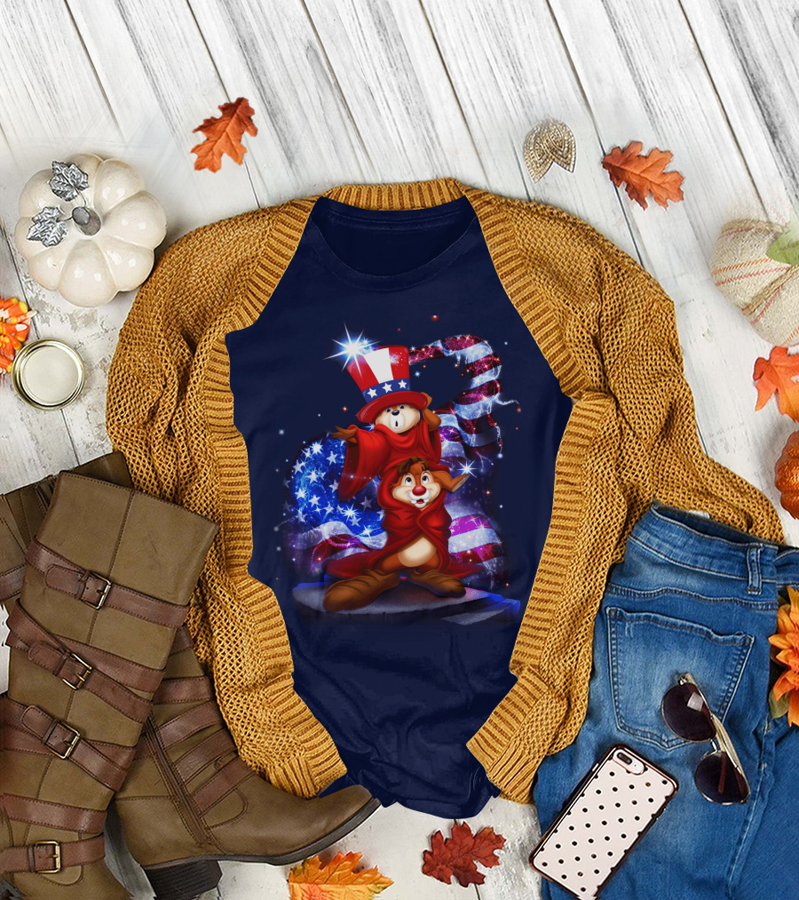 Chip 'n' Dale USA Patriotic Magic Hat T-Shirt