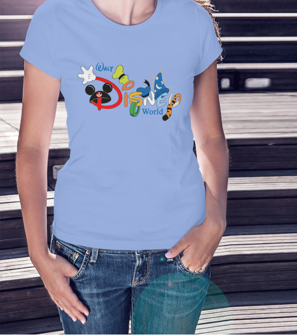 Walt Disney World Mickey Goofy Sorcerer Tigger Stylized Text T-Shirt