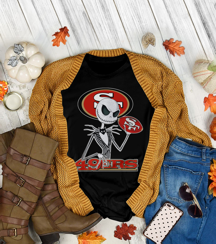 49ers Jack Skellington Football Crossover NFL T-Shirt