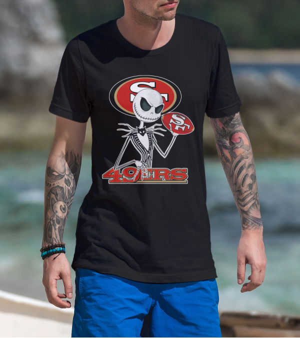 49ers Jack Skellington Football Crossover NFL T-Shirt