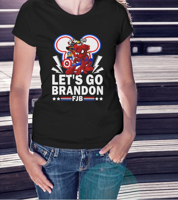 Let's Go Brandon FJB Disney Marvel Spiderman Thor Captain America Mickey Donald T-Shirt