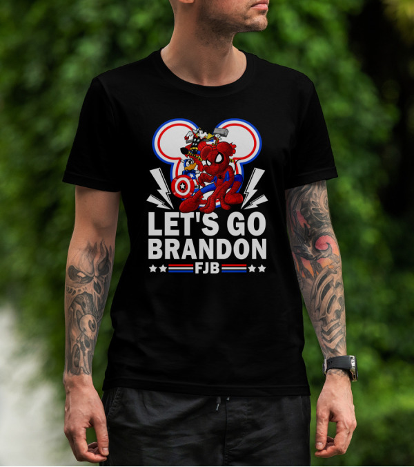 Let's Go Brandon FJB Disney Marvel Spiderman Thor Captain America Mickey Donald T-Shirt