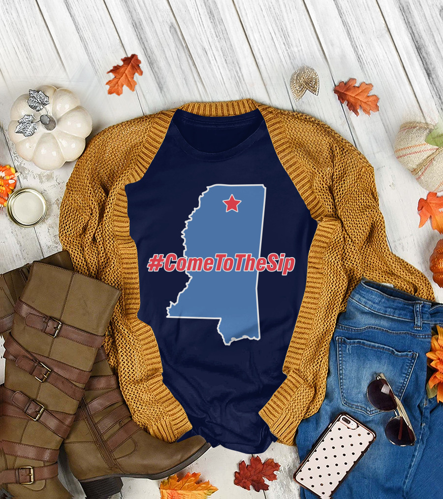Lane Kiffin Come To The Sip #ComeToTheSip Mississippi Outline with Star T-Shirt