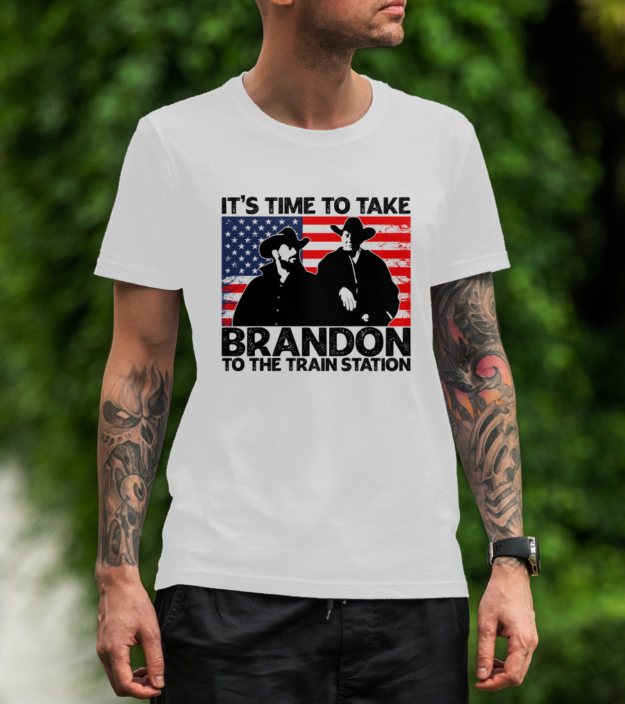 Yellowstone It's Time To Take Brandon To The Train Station American Flag Cowboy T-Shirt