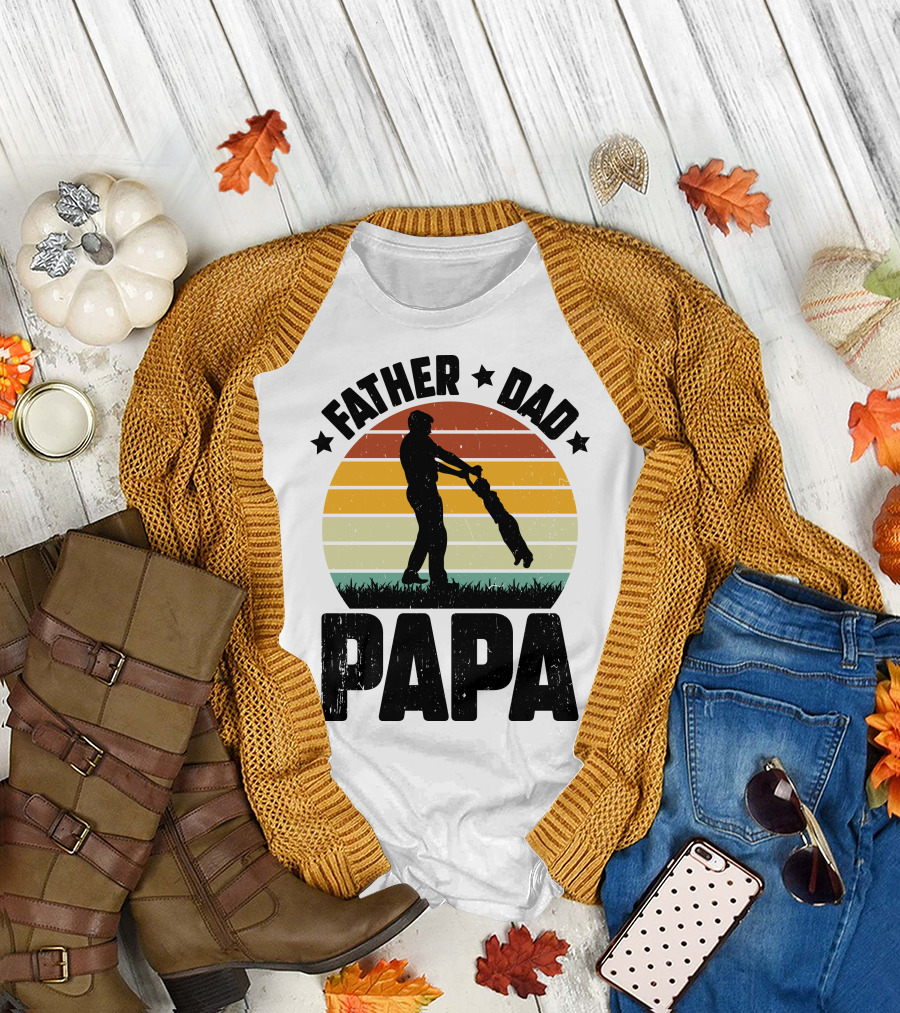 Father Dad Papa Vintage Sunset T-Shirt