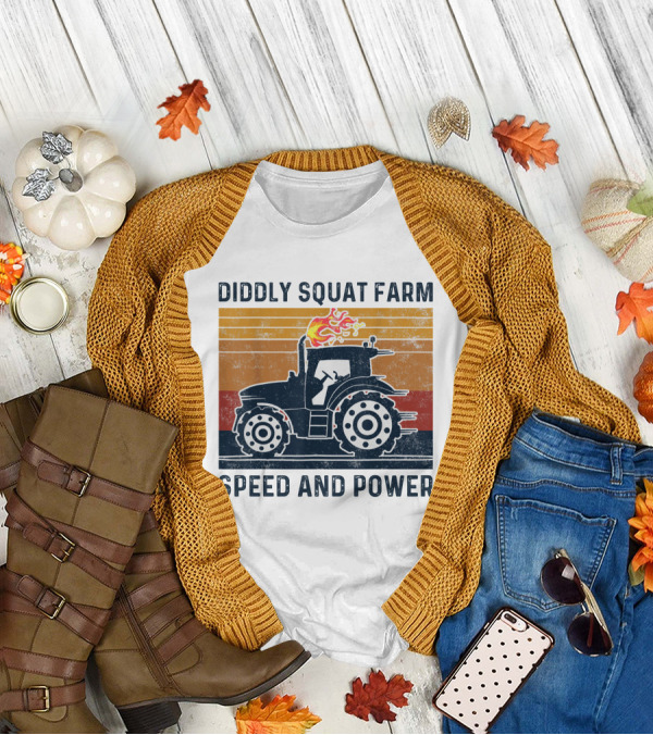 Diddly Squat Farm Tractor Speed And Power With Fire Elements T-Shirt
