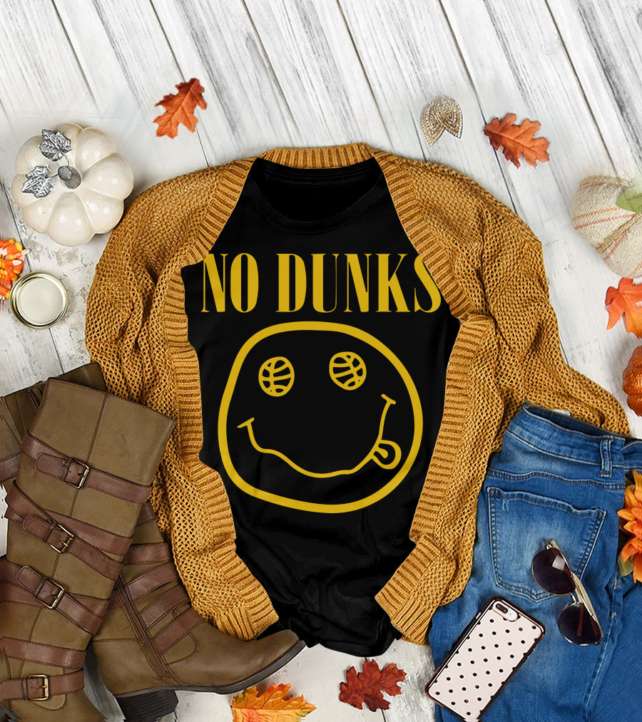 No Dunks Smiley Face with Basketball Eyes T-Shirt