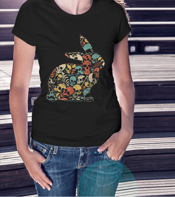 Rabbit Skull Colorful Skeleton T-Shirt