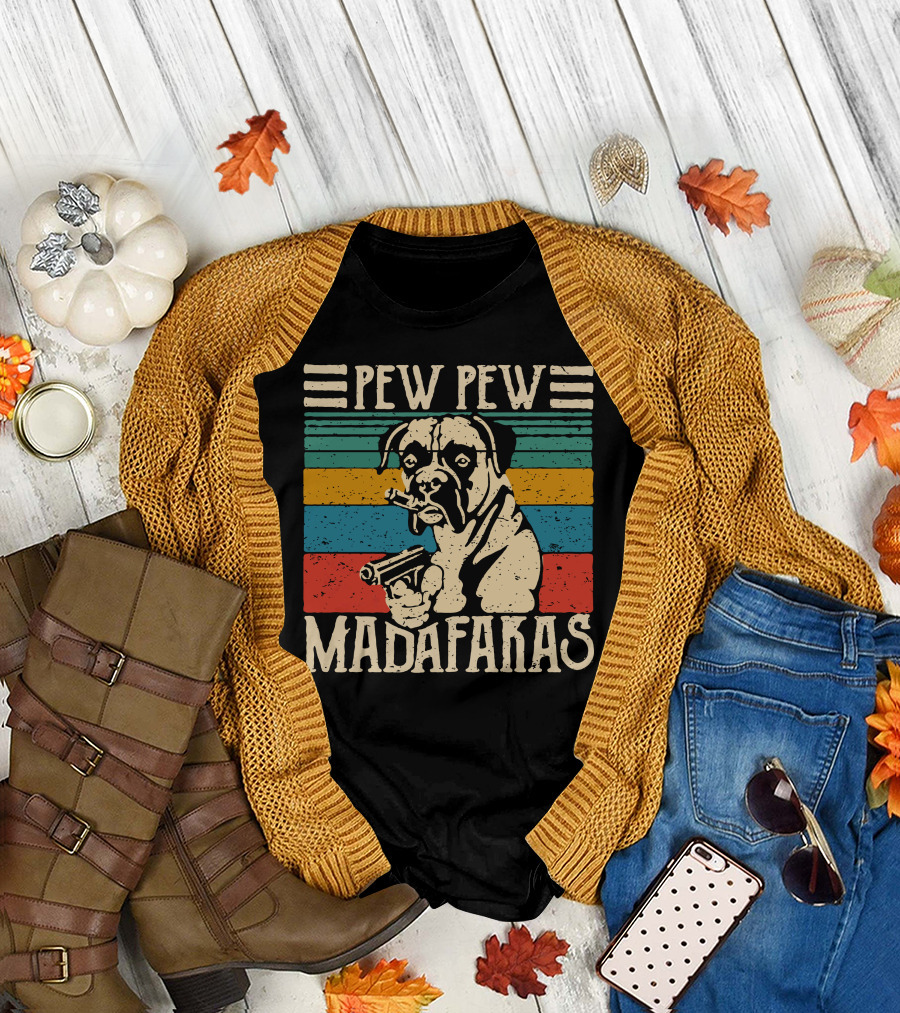 Pew Pew Madafakas Boxer Dog T-Shirt
