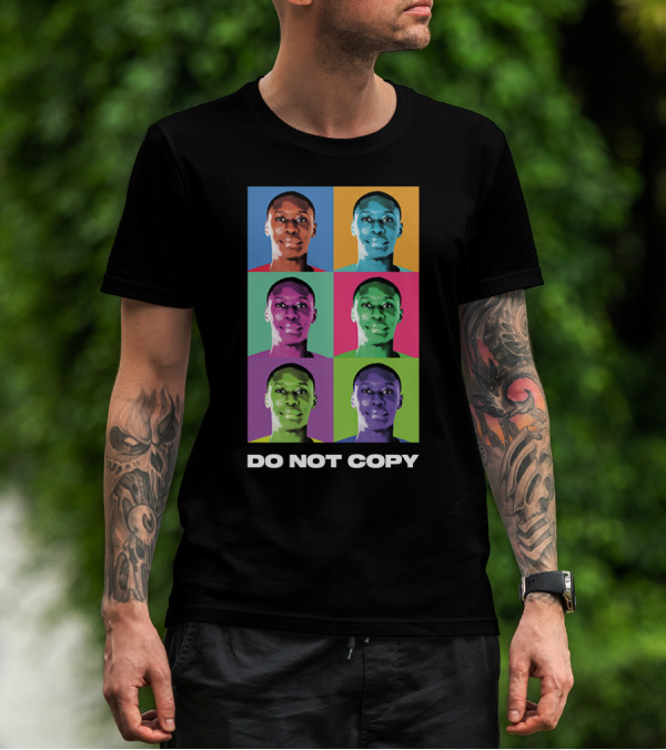 Khaby Lame Pop Art Style Do Not Copy Multi-Color Portraits T-Shirt