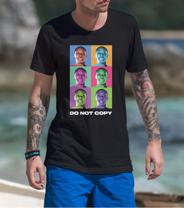 Khaby Lame Pop Art Style Do Not Copy Multi-Color Portraits T-Shirt