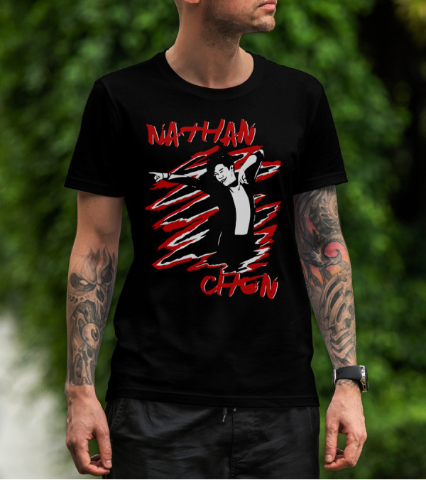 Nathan Chen Dynamic Pose Red And Black T-Shirt