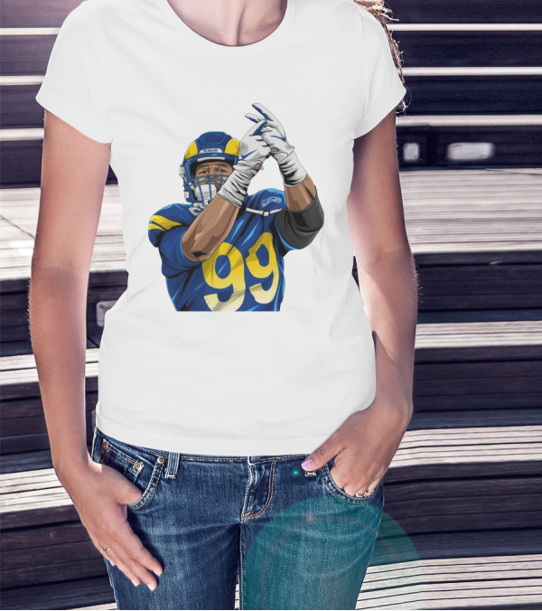 Aaron Donald Rams 99 Football Action Pose T-Shirt
