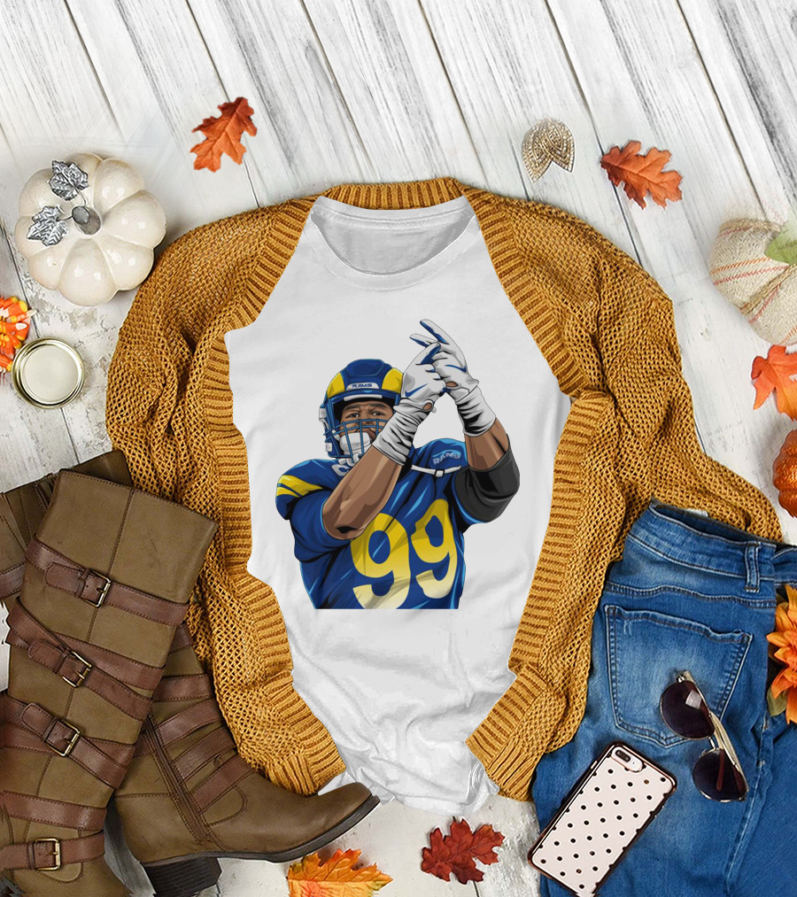 Aaron Donald Rams 99 Football Action Pose T-Shirt