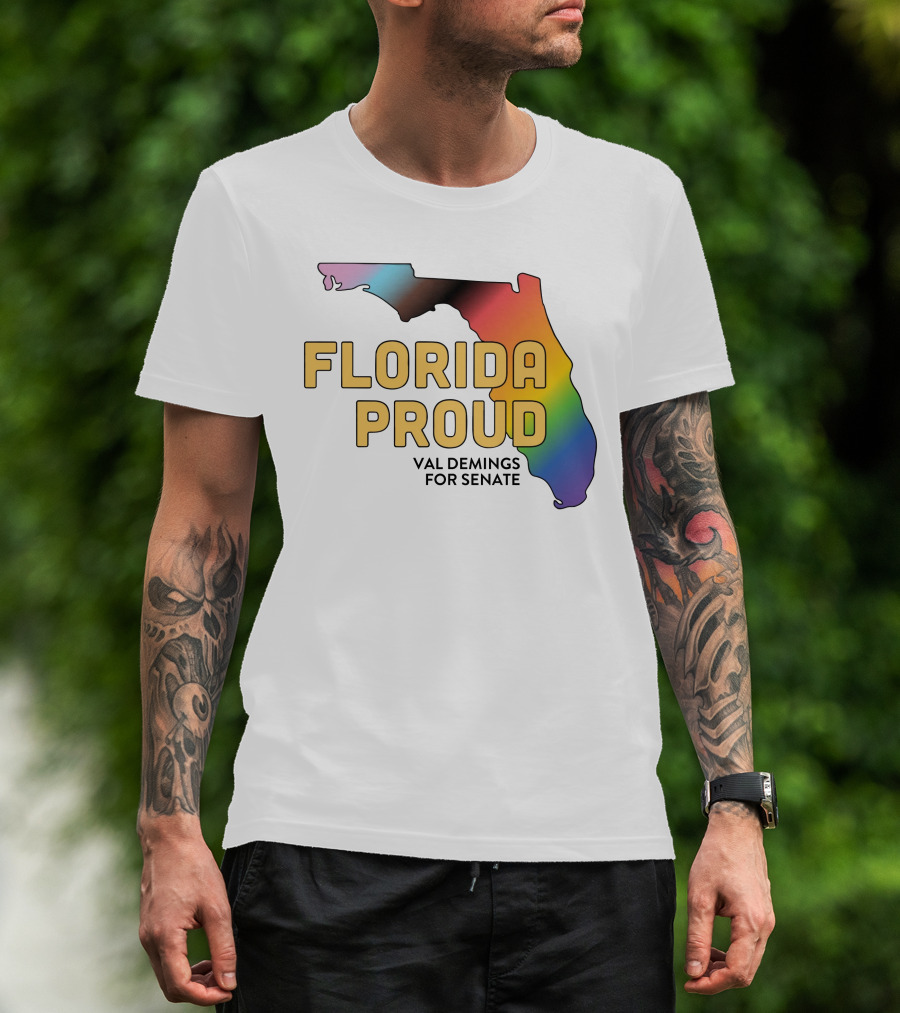 Florida Proud Rainbow Map Val Demings For Senate T-Shirt