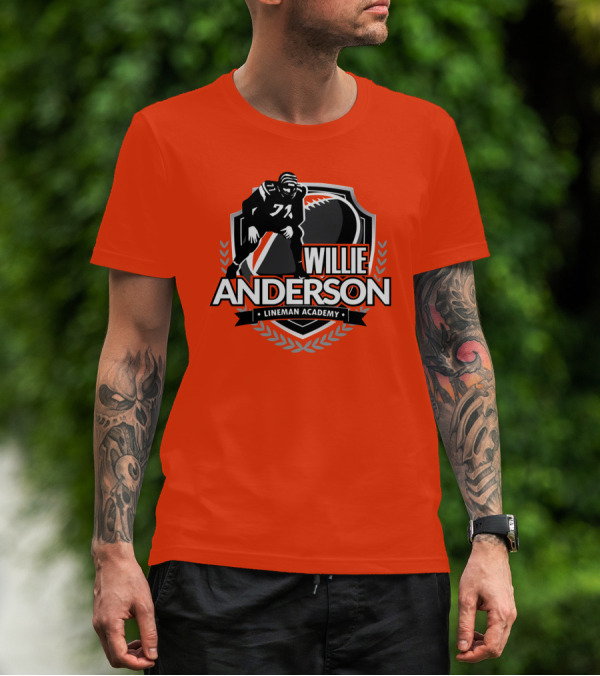 Willie Anderson Lineman Academy Football Shield T-Shirt