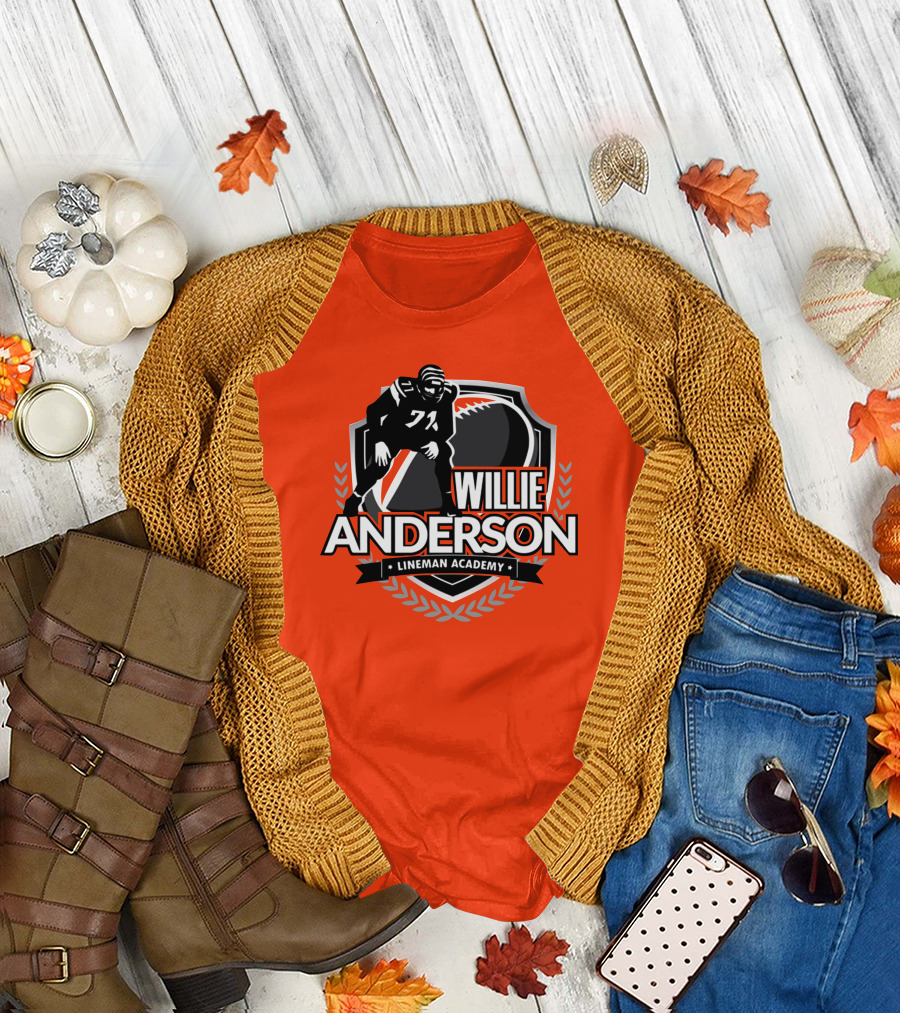 Willie Anderson Lineman Academy Football Shield T-Shirt