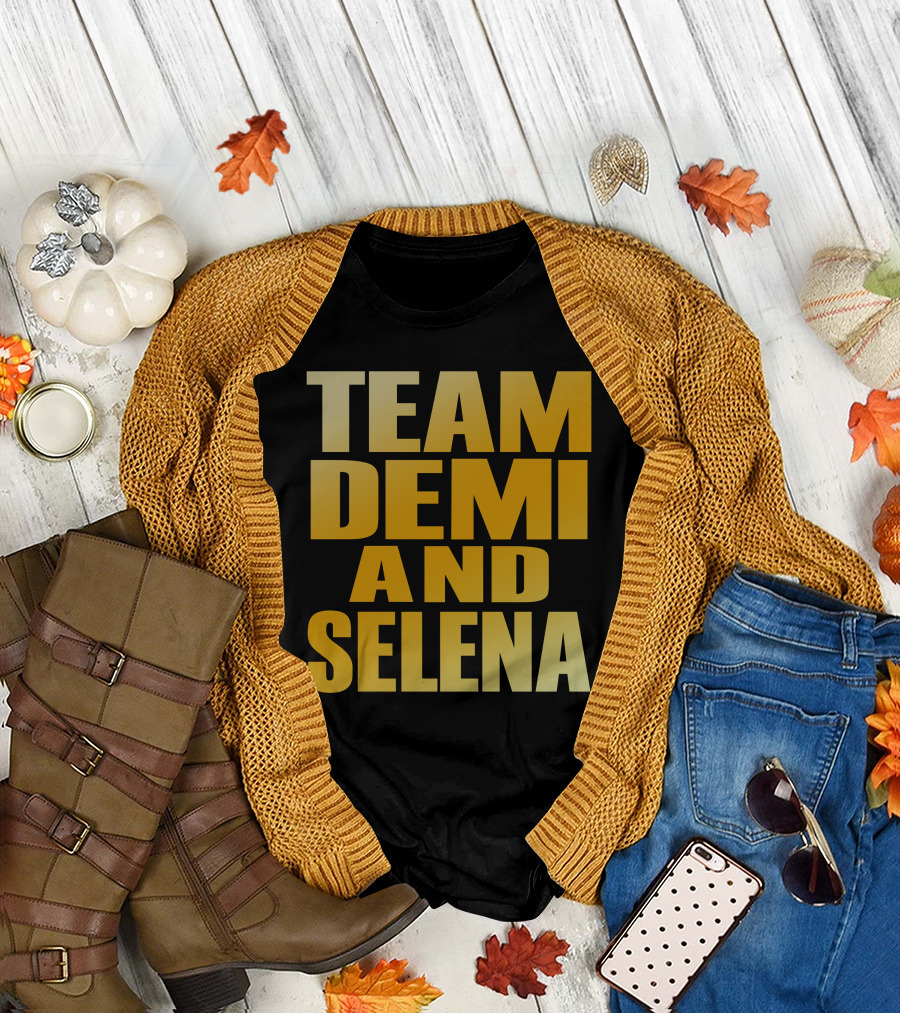 Team Demi And Selena Bold Gold Text T-Shirt