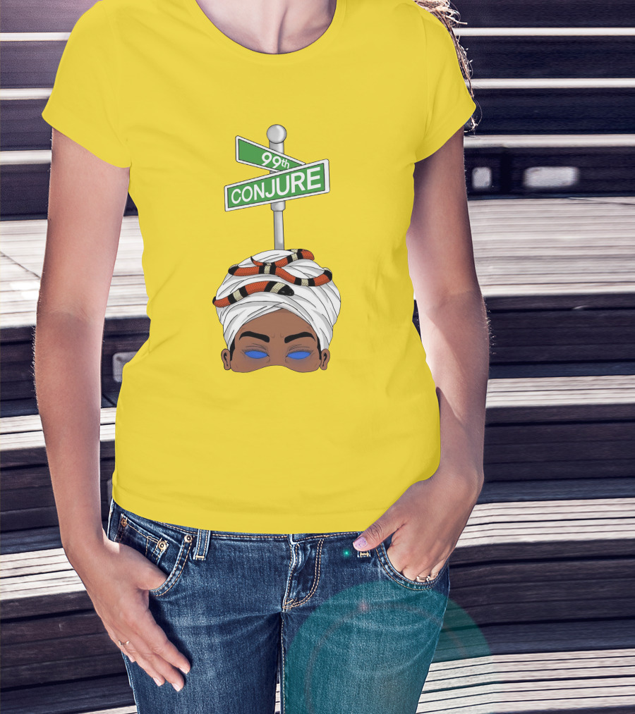 99Th Conjure Street Sign With Snake And Headwrap T-Shirt